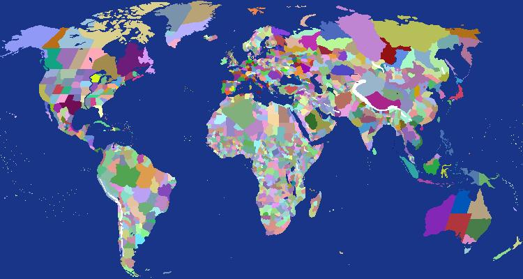 World Map - States, Provinces, Districts, Counties, Regions, and Islands