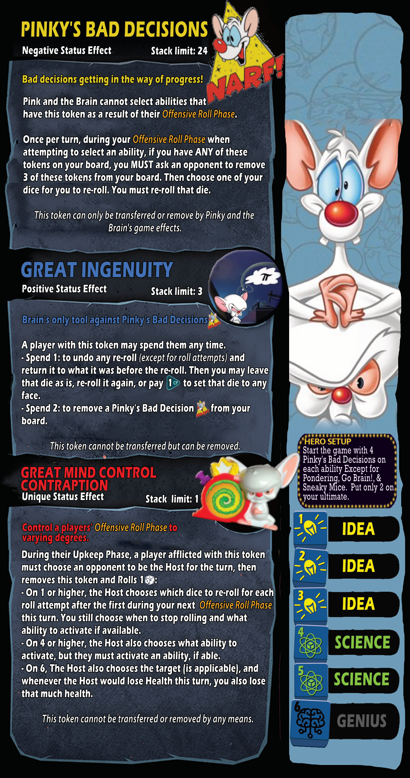 Pinky and the Brain: Dice throne Homebrew
