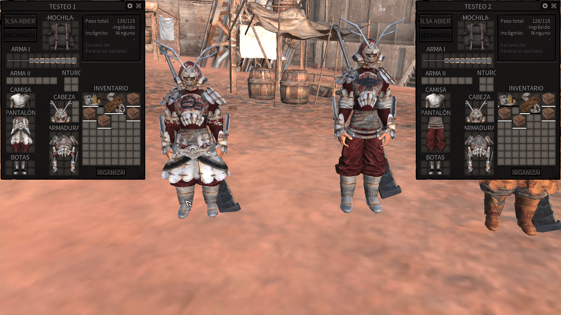 Color para el jugador y los samurai.