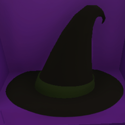 Black Witch Hat with Green Ribbon