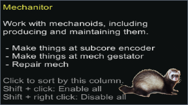 Ferret's Mechanitor Work Type mod preview for RimWorld