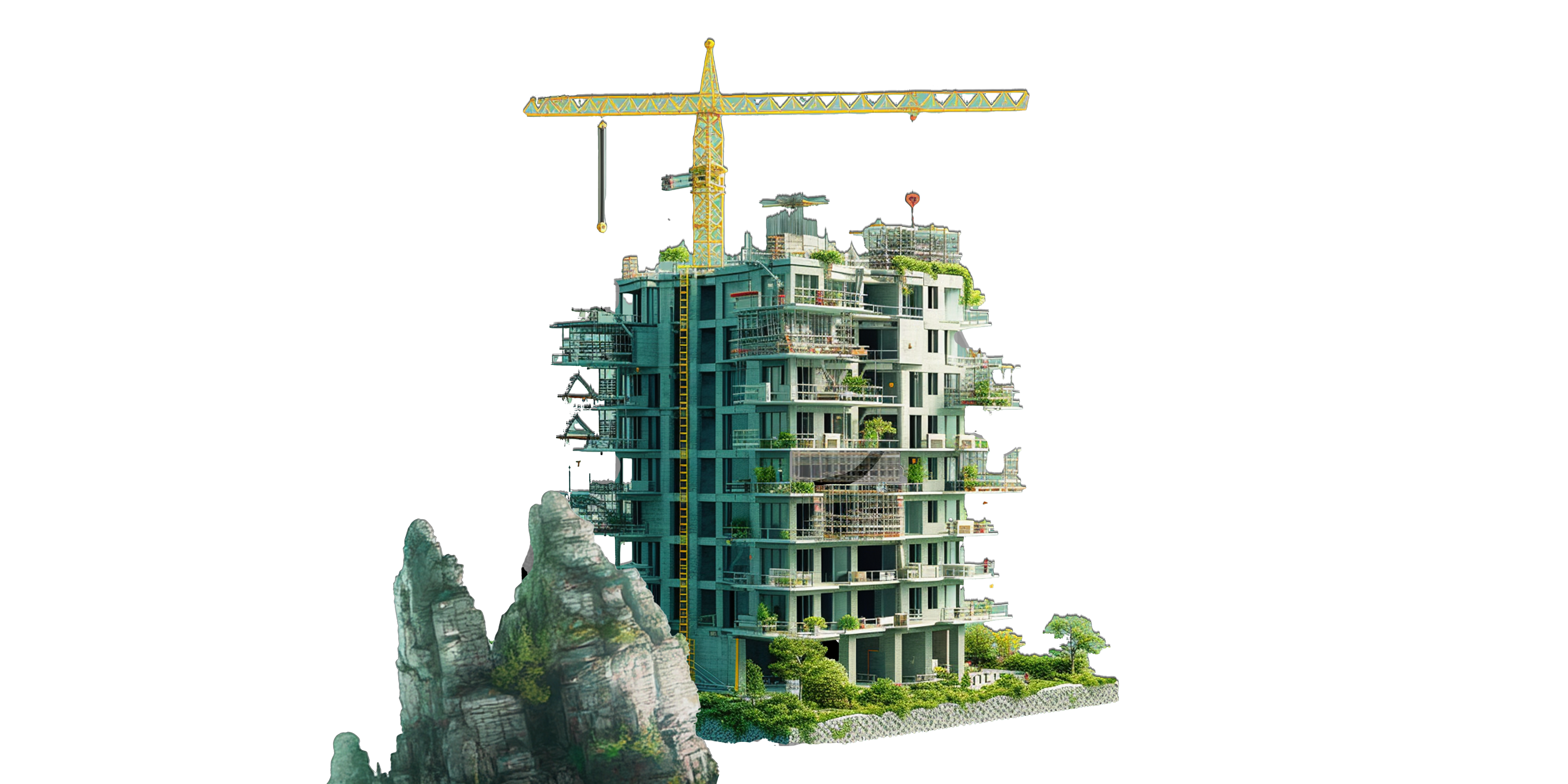 Construction Site Building w Mountain