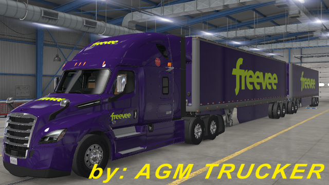 SKIN TRUCK FREIGHTLINE CASCADINHA E REBOQUE (FREEVEE) - CANAL AGM TRUCKER