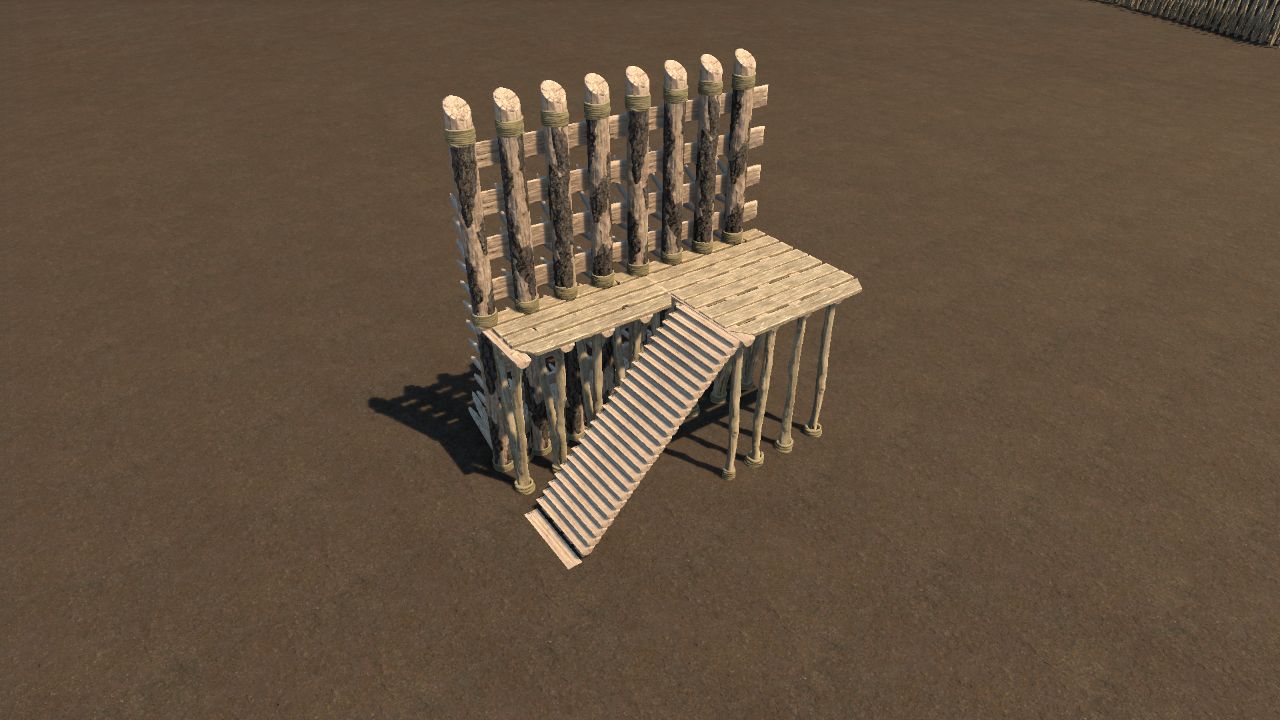 Rustic Wooden Wall Section with Stairs