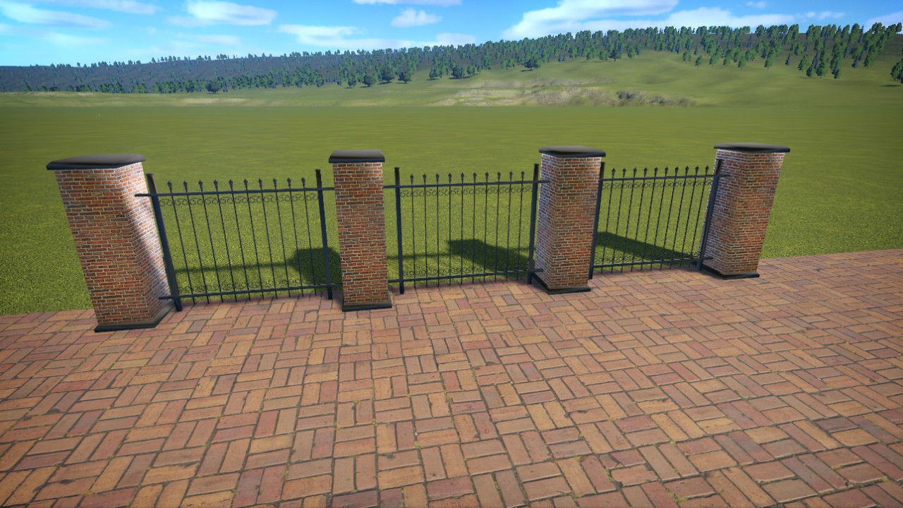 Iron fence with bricks preview