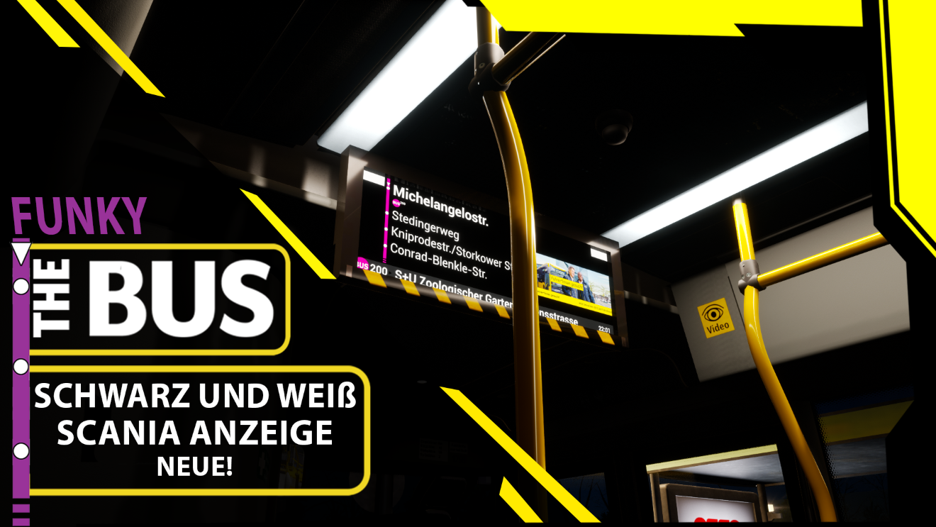 Schwarz und weiße Anzeige Scania Buse