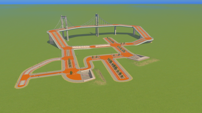 6 lane road with bus+monorail