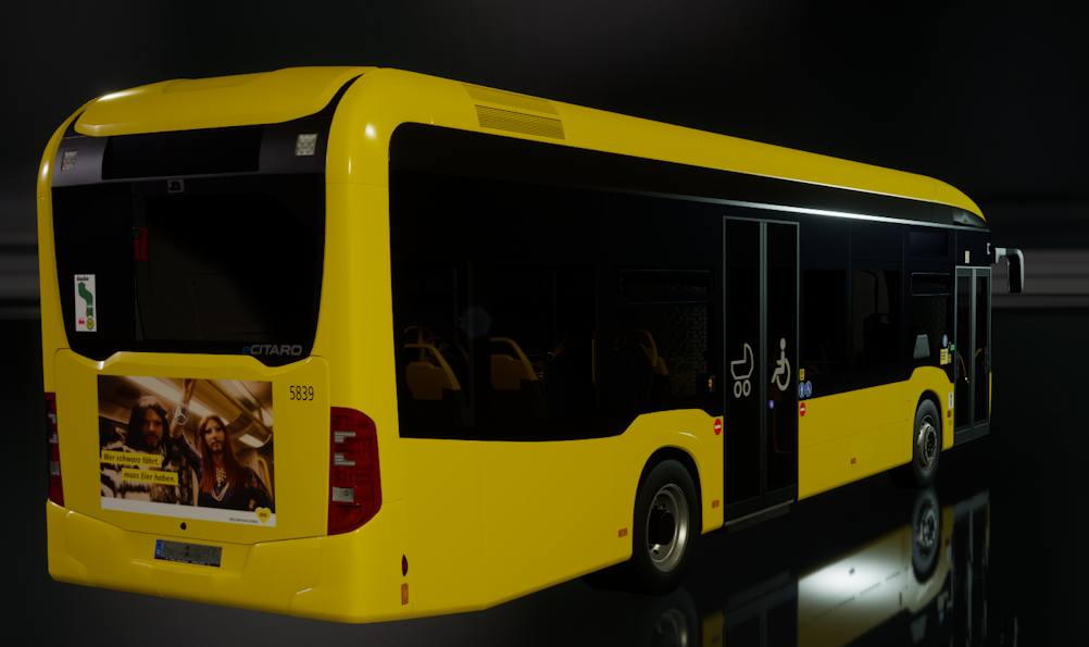 E-citaro mit Stern und Werbung