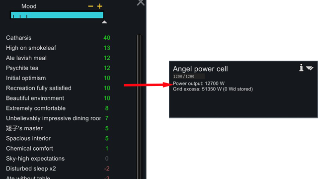 MoodPowerCell mod preview for RimWorld