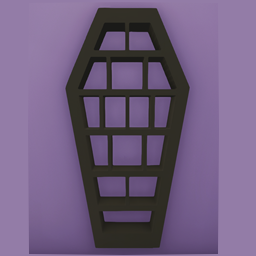 Black Coffin Oddity Shelf - WALL MOUNTED - 6 feet tall