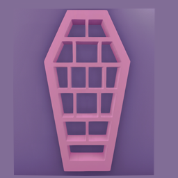 Pink Coffin Oddity Shelf - WALL mounted - 6 Feet tall
