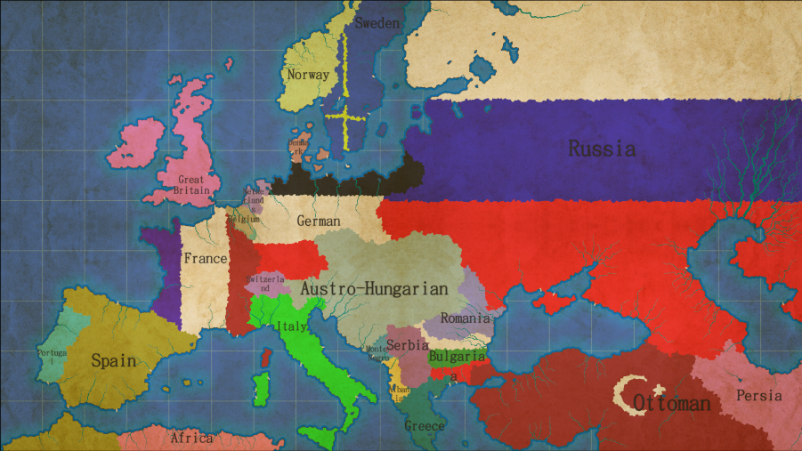 Map with flags 1914