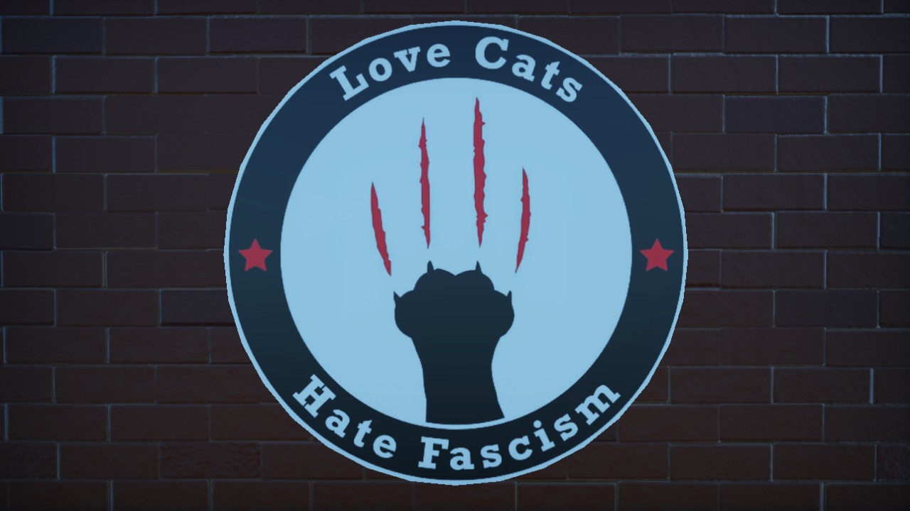 Love Cats Hate Fascism sign 2m