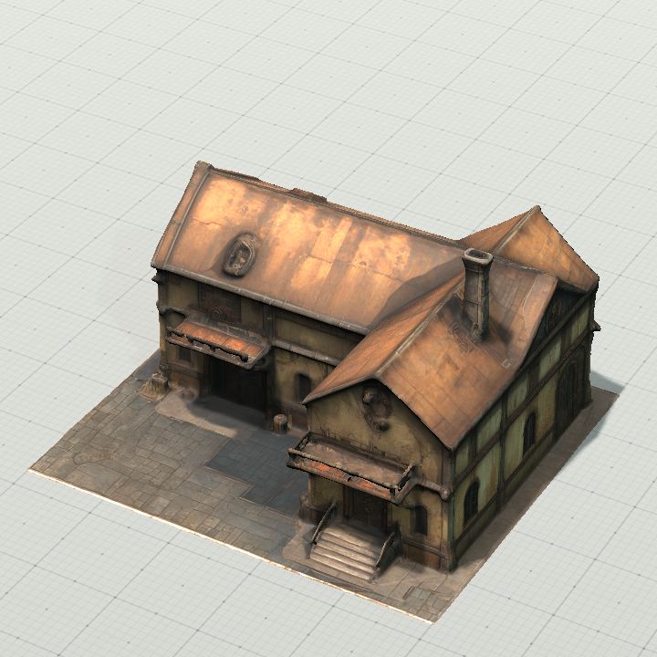 L-shape two-story house with copper roof