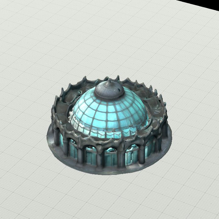 Dome Building - Blue Glass with Spikes
