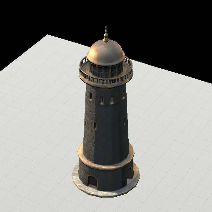 Tower w/ Square Base Flat Roof Spikes 5