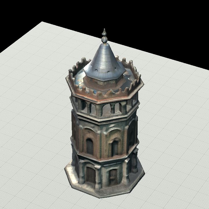 Tower w/ Octagonal Base and Cone Roof