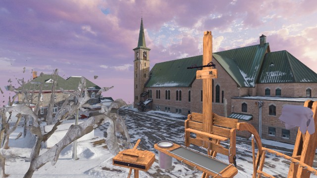 Painting a church in the winter