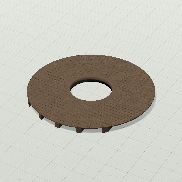 Wooden round platform for spiral stair