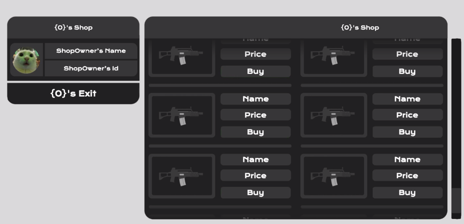 Market UI preview