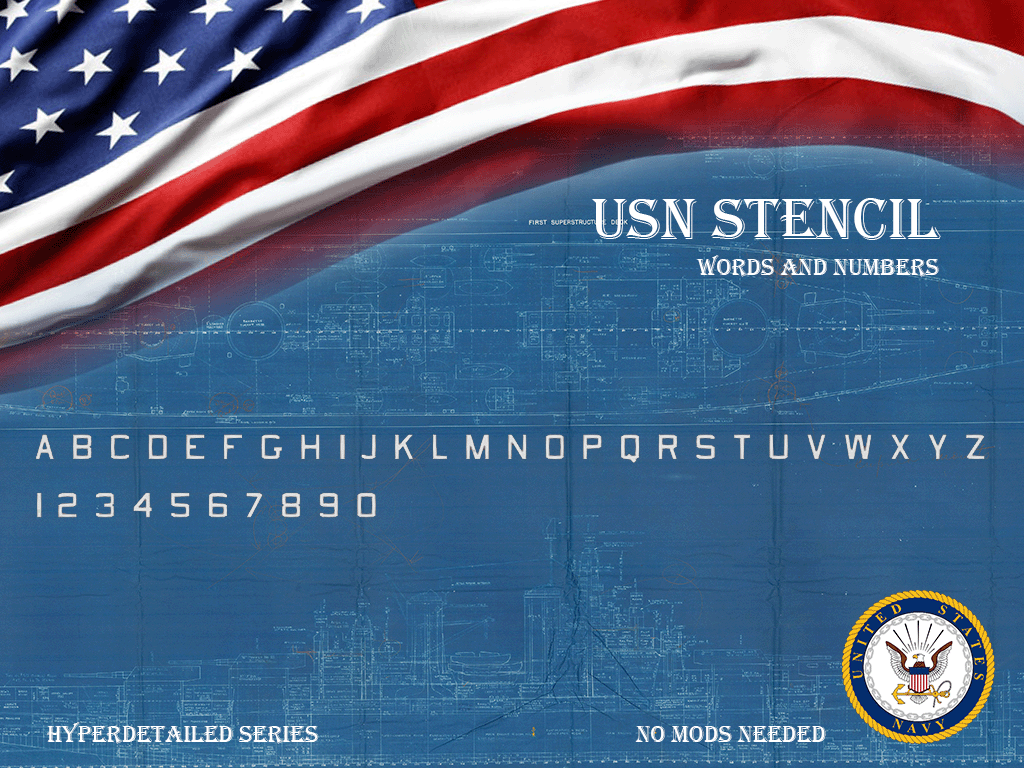 (Vanilla) USN Stencil Words and Numbers