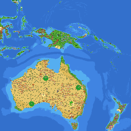 Map of oceania populated