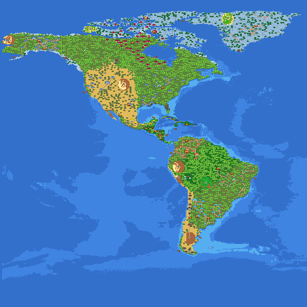 N and S america map populated