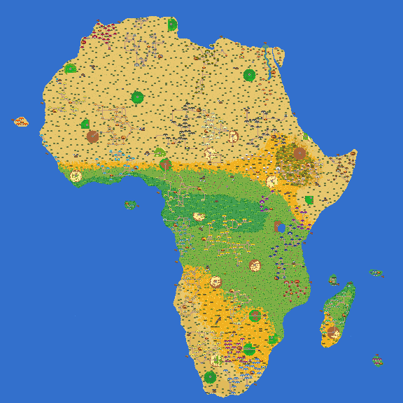 Map of Africa populated