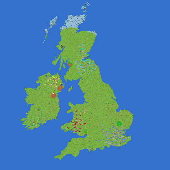 Map of British Isles populated