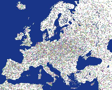 Europe with 10,000 Random tribes