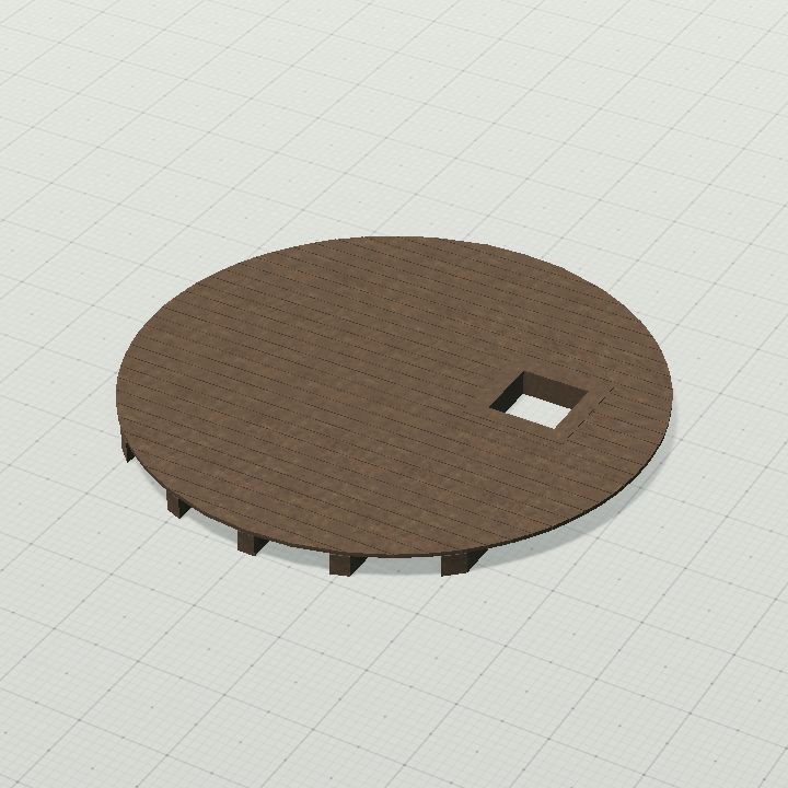 Wooden round platform with hatch