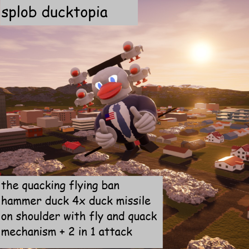 splob ducktopia : the quacking flying ban hammer duck 4x duck missile on shoulde + 2 in 1 attack