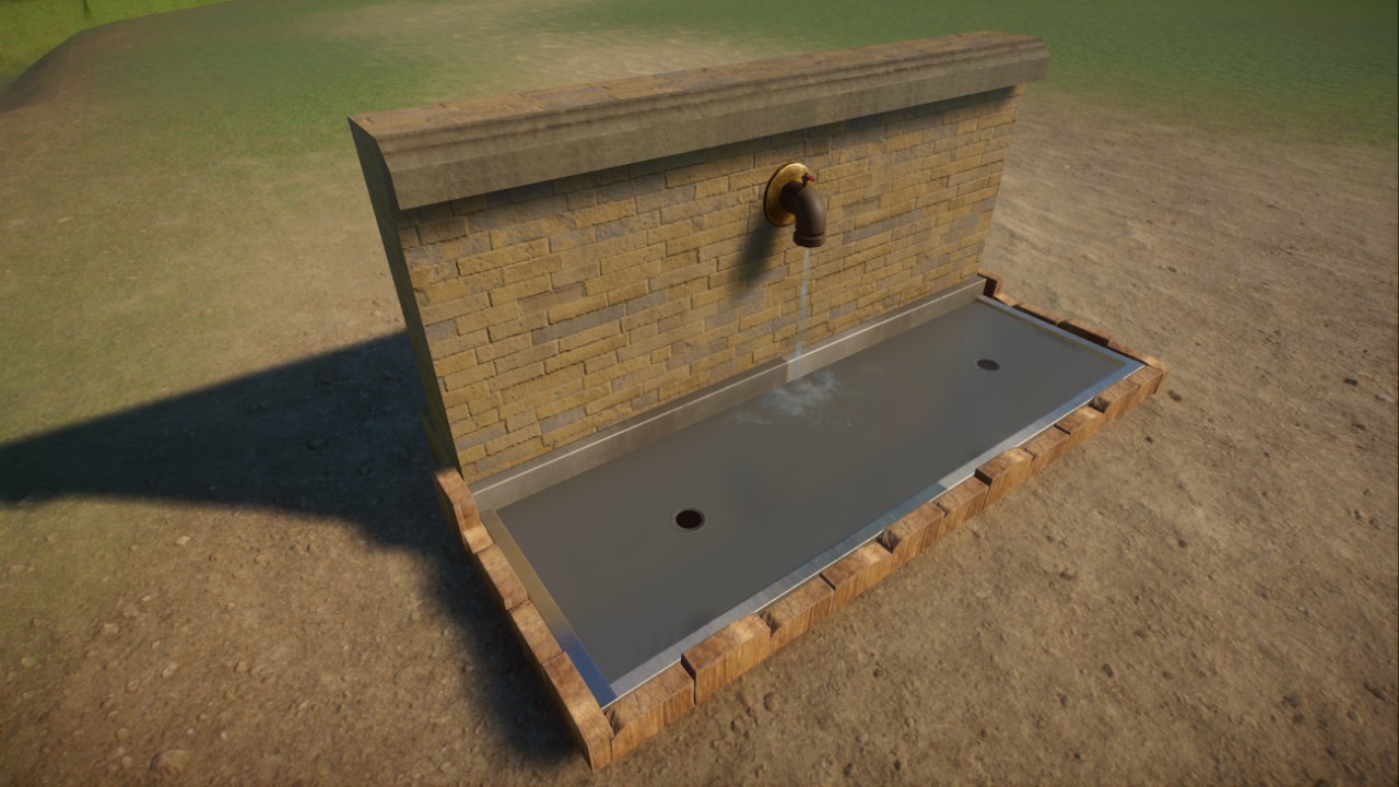 Water trough with water pipe preview