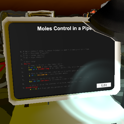 Moles Control in a Pipe