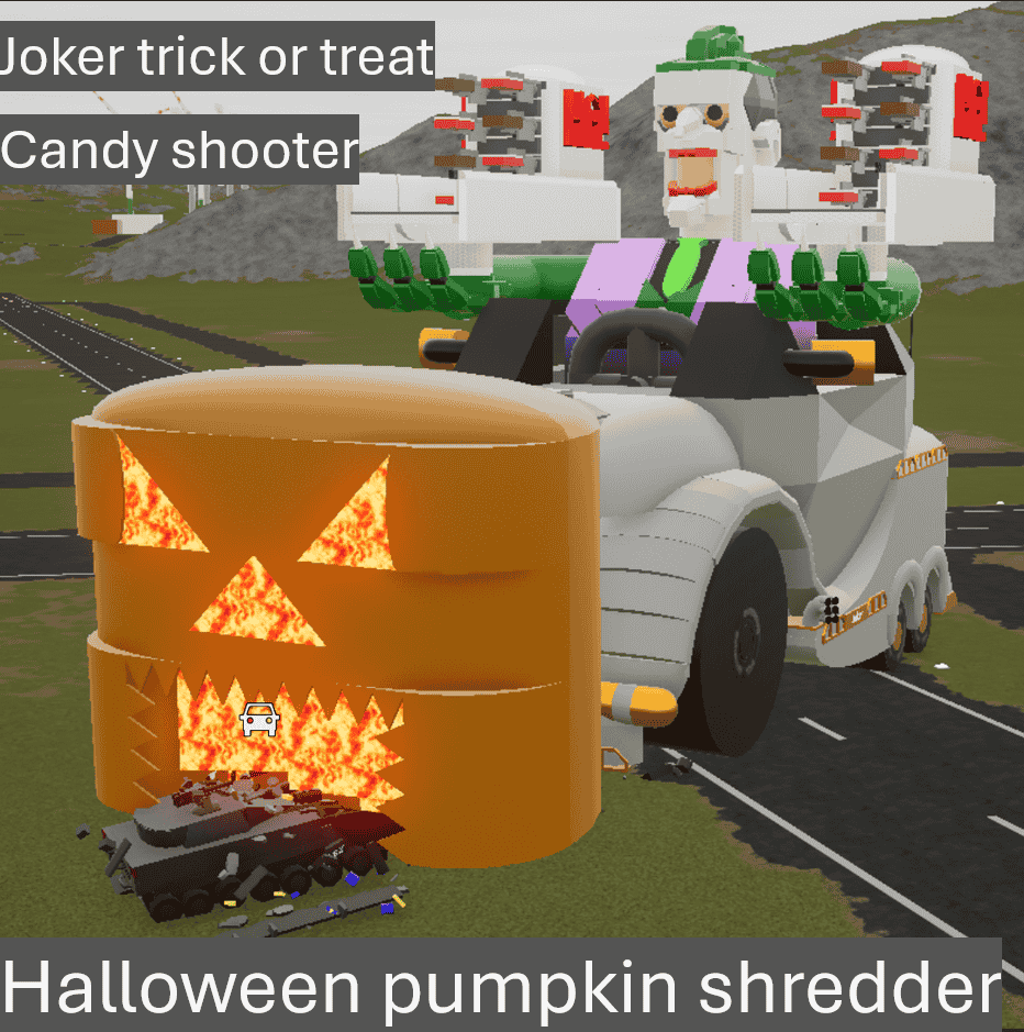 Halloween pumpkin shredder with Joker´s trick or treat shooter