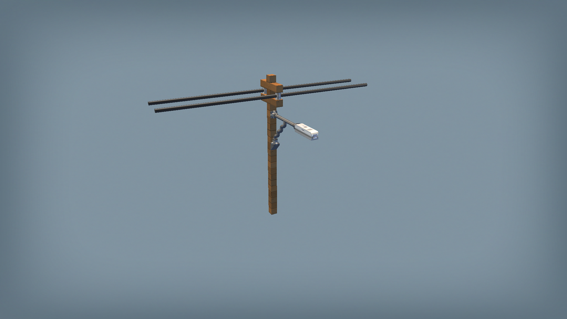 war torn power line street light