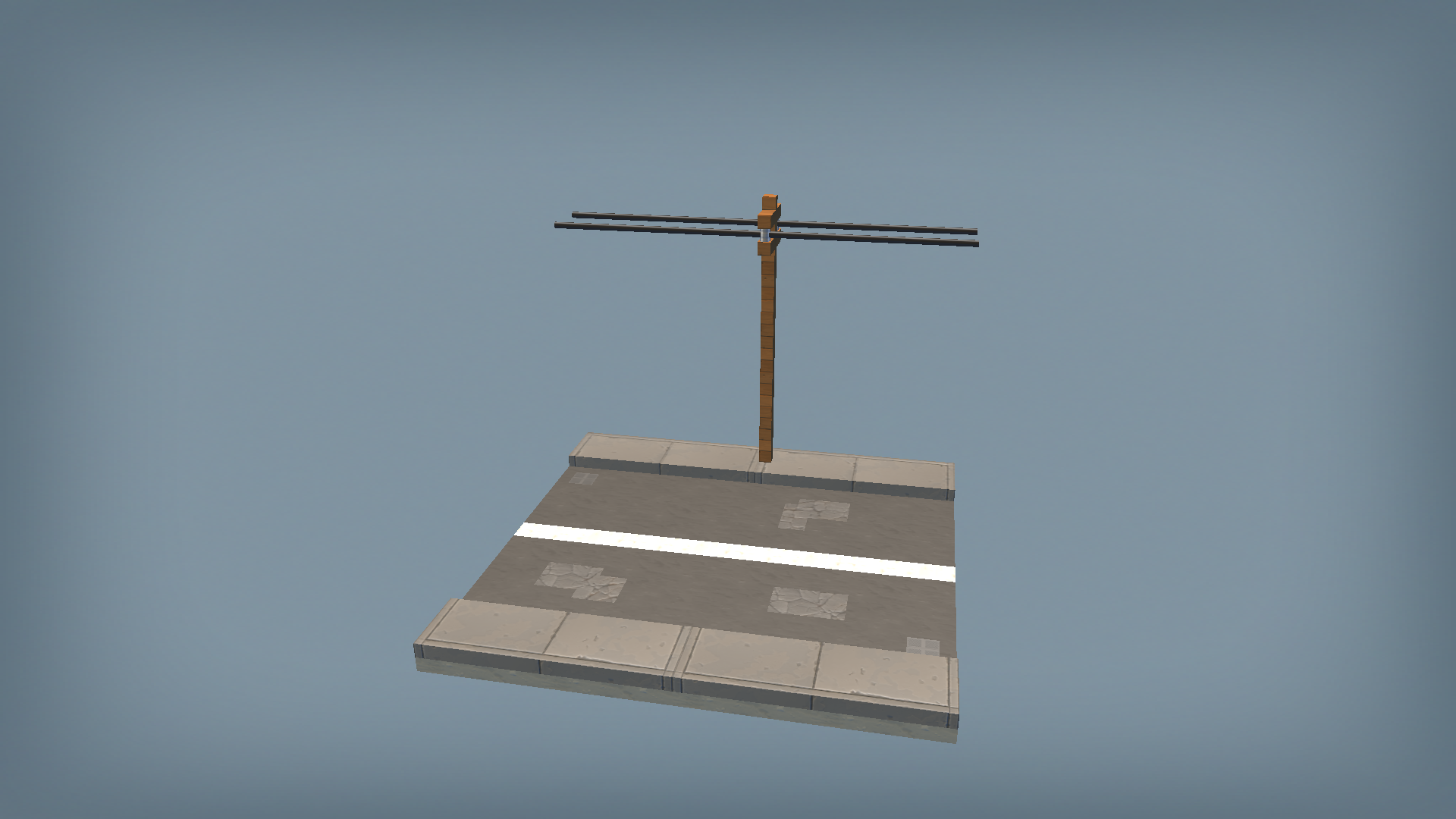 war torn street tile w/ power line