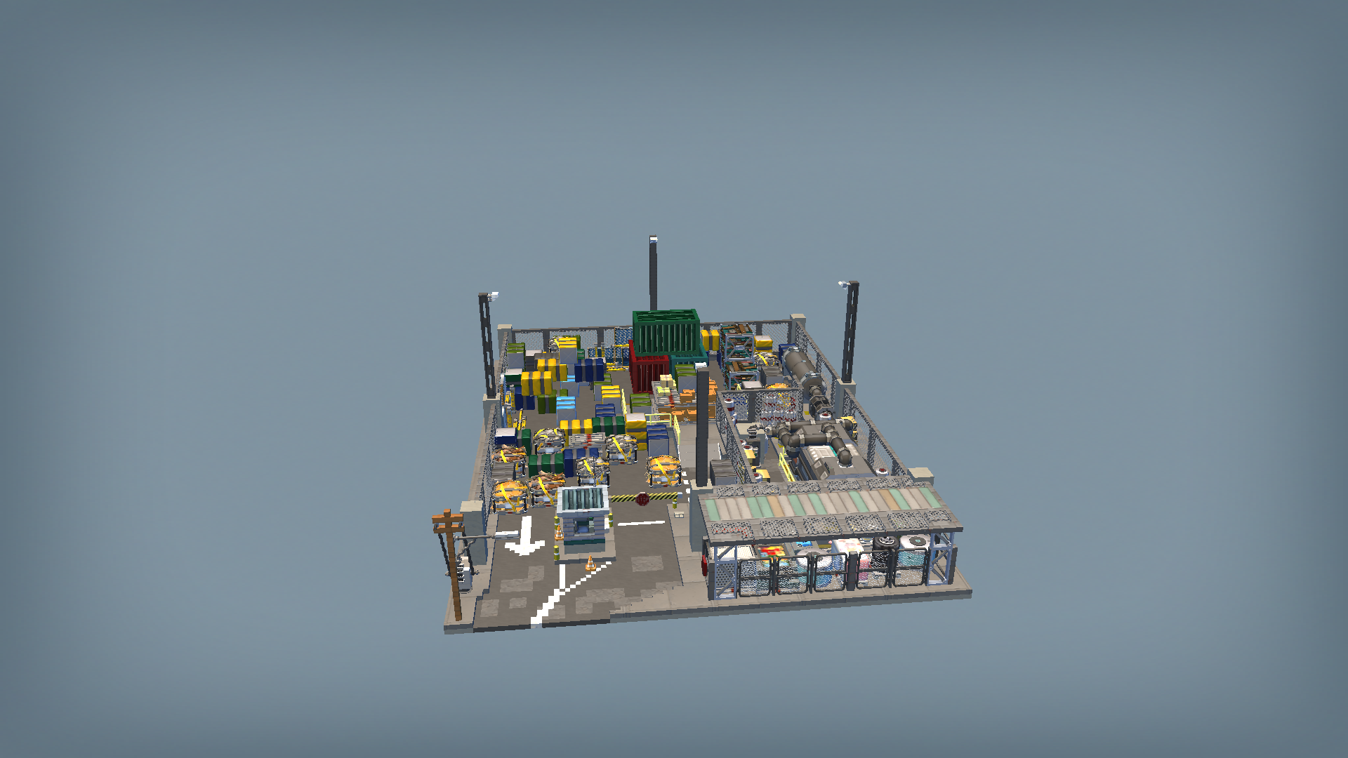 war torn industrial yard