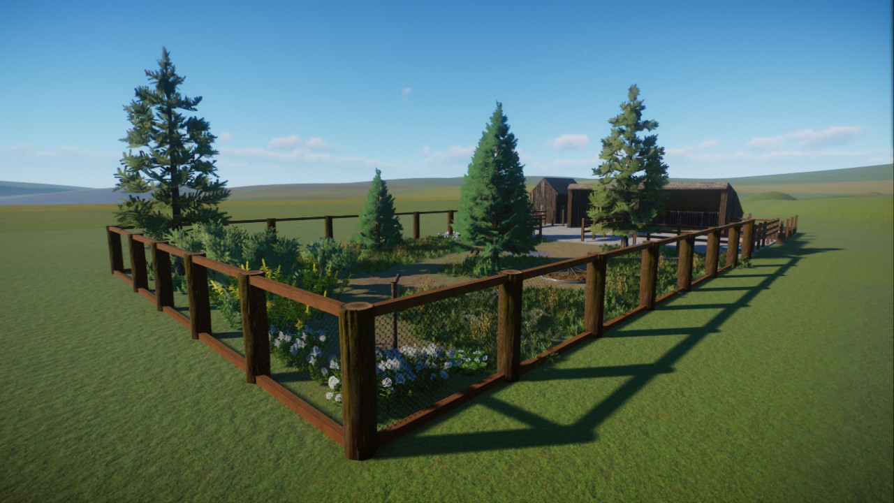 Simple Bison enclosure and stables