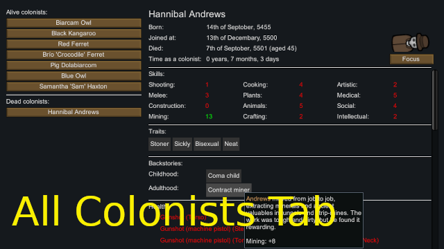All Colonists Tab