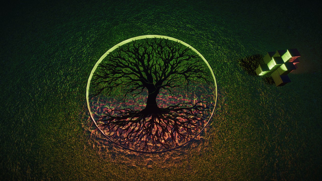 tree of life as a statue or as a bed, Baum des Lebens als Statue oder als Beet