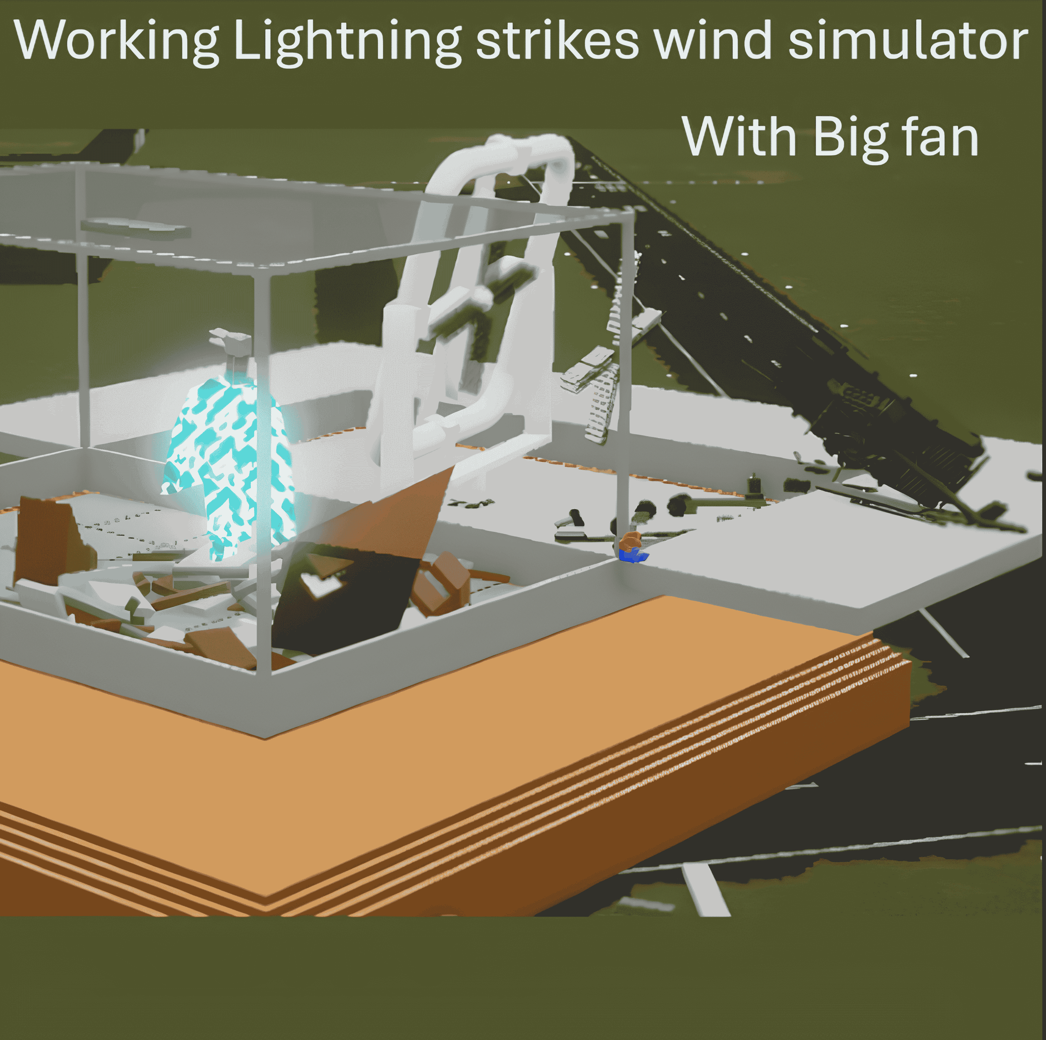 Working Wind Hurricane with Lightning strikes simulators destroyers