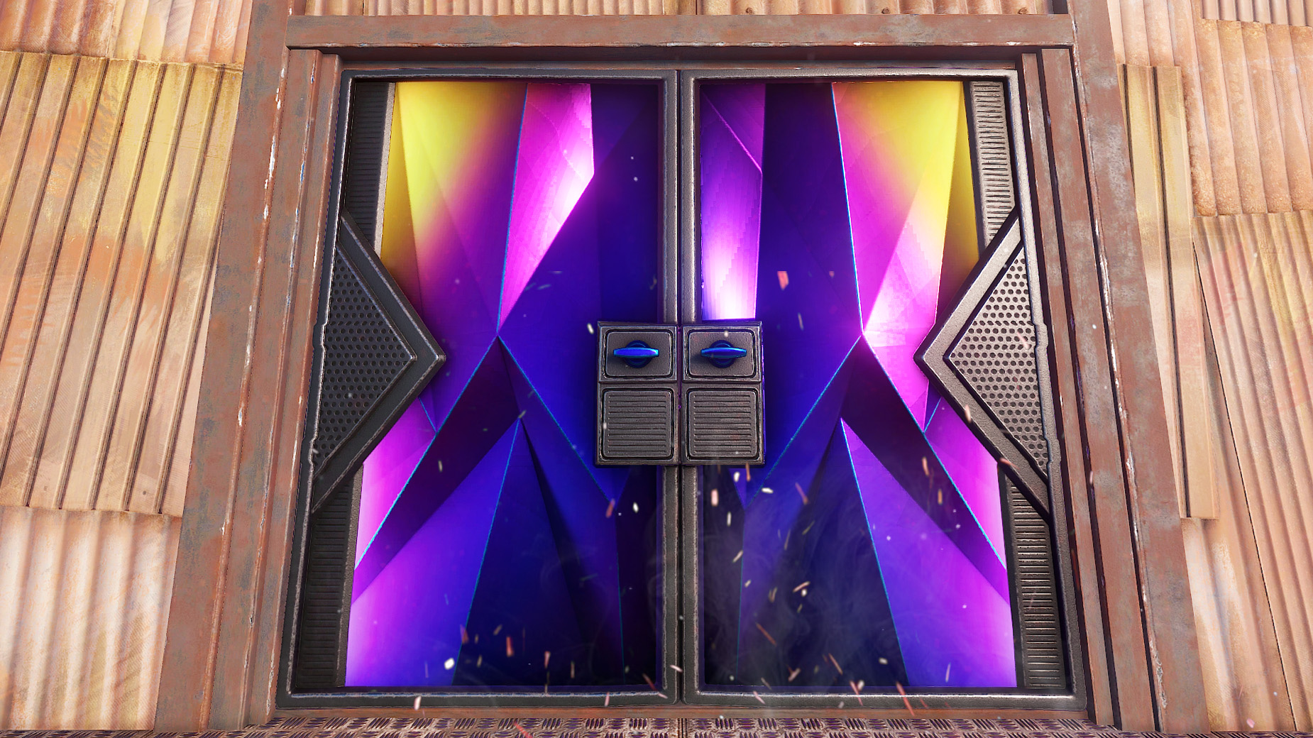 Tempered Sheet Metal Double Door