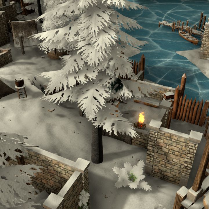 Lakeside Ruins - refugee camp, snowy