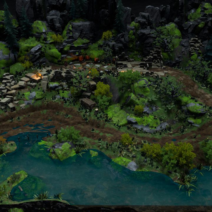 ADVENTURER CAMPSITE - hillside, night
