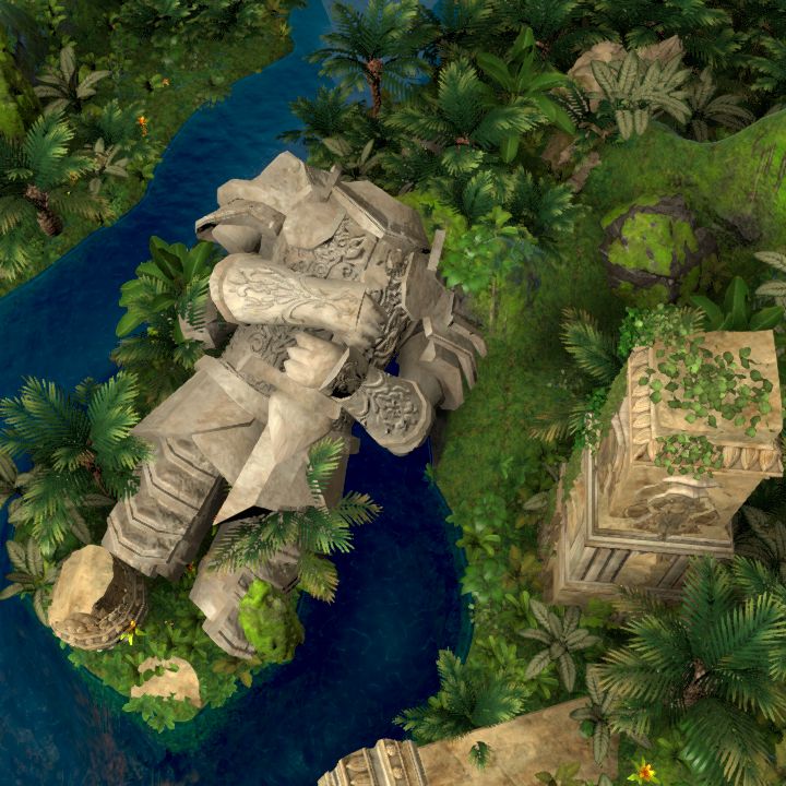 Jungle river with fallen statue - Chult