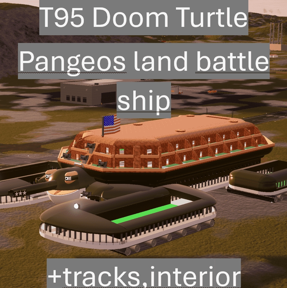 (1.7+)T95 Doom Turtle Pangeos Fortress, ground shaking land battle ship with tracks+interior,garage