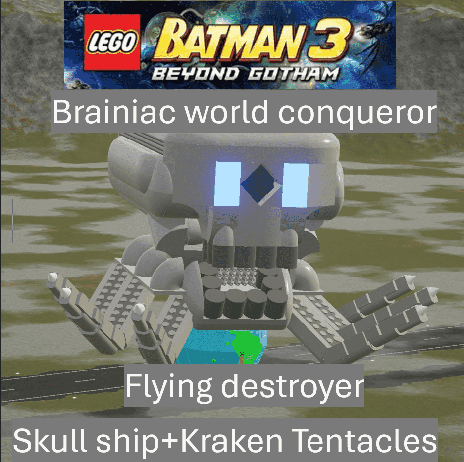 Brainiac World Conqueror Skull ship+Kraken tentacles destroyer- Lego Batman 3