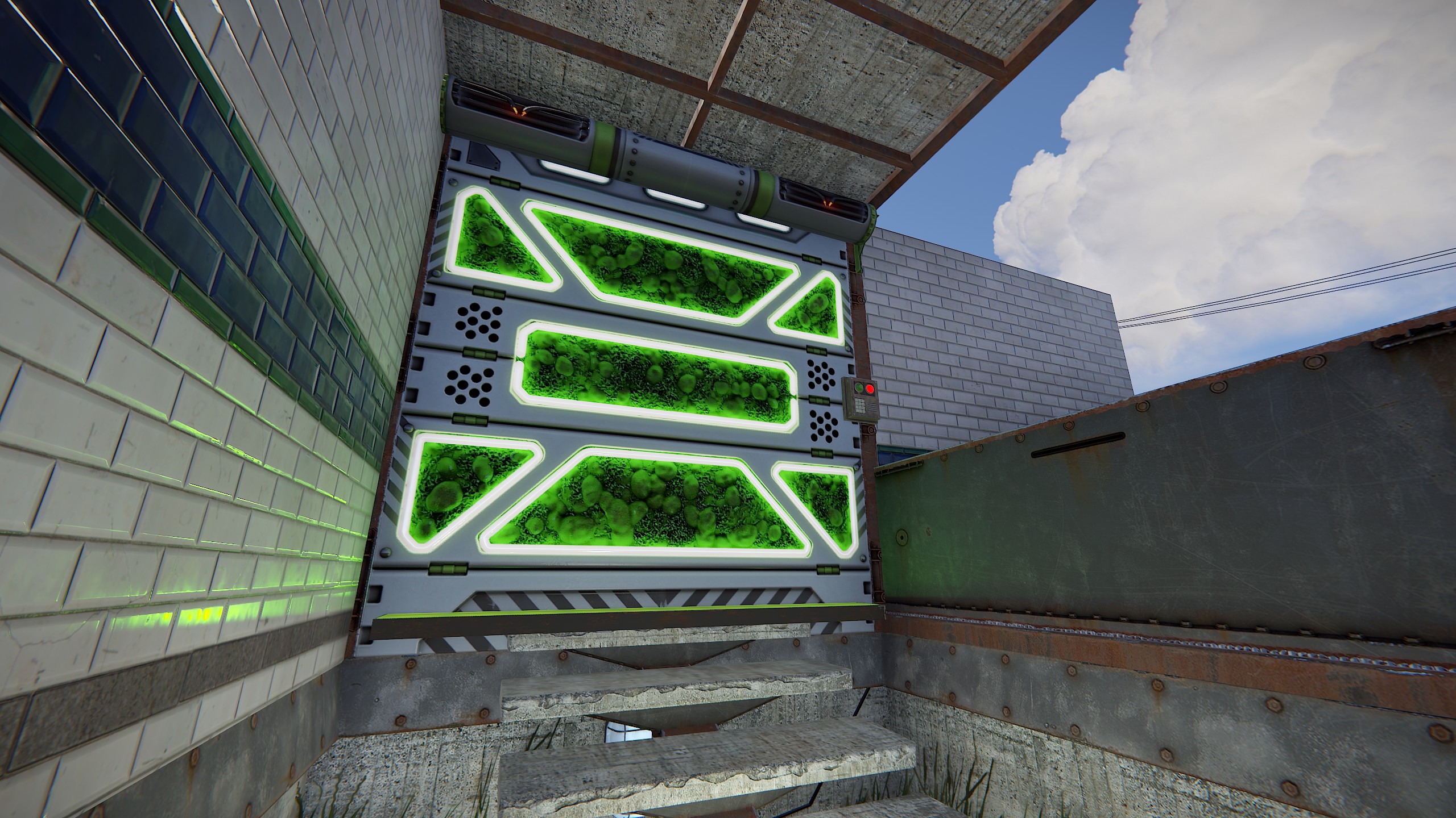 Greening Area Garage Door