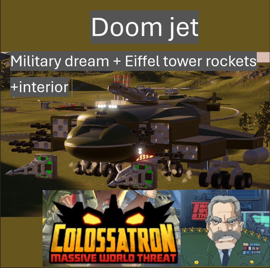 Doom Jet with Eiffel towers rockets - military dream + interior